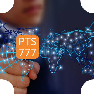 Большой логотип официального сайта веб студии PTS777. (сайт: pts777.ru)